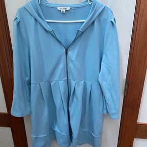 Simply Noelle EUC SZ XXL BLUE 3/4 length sleeves with hood
